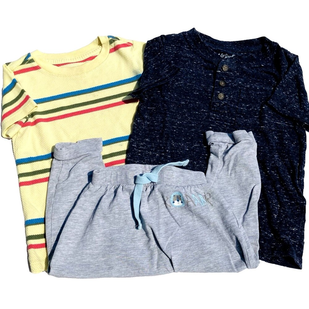 Toddler Shirts Sweat Pants Set Cat & Jack 2T 3T Henley Heather Short Sl  Lion